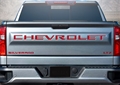 Urethane CHEVROLET Insert Tailgate Lettering and SILVERADO Overlay Kit in Red 19540142
